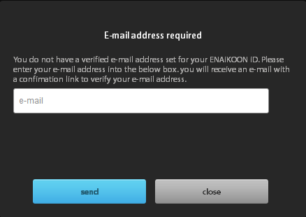 Email address required for ENAiKOON iD Email address required for ENAiKOON iD