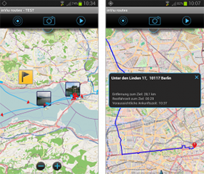 Gefahrene Route und Routenplanung