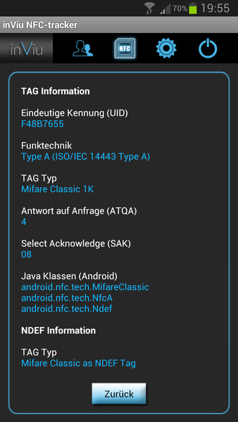 inViu NFC-tracker Details